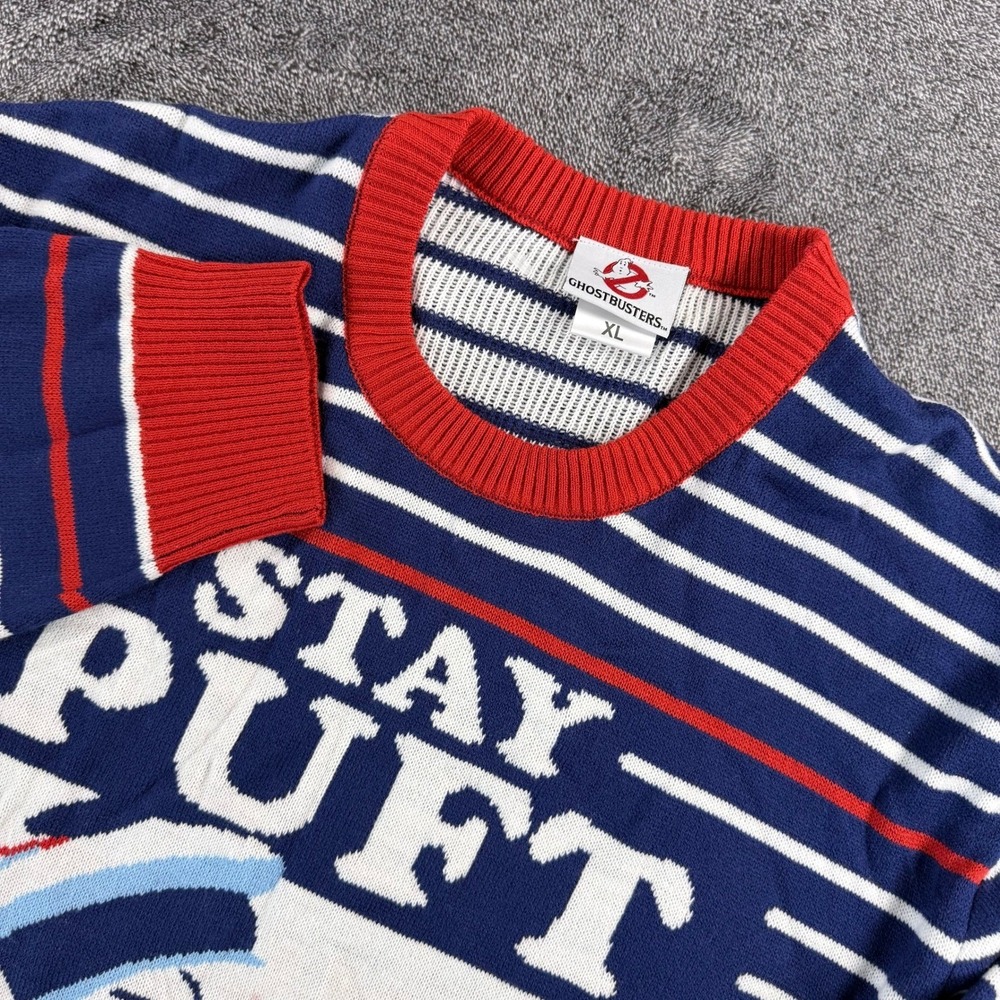 Ripple Junction Ghostbusters Stay Puft Marshmallow Man Striped Sweater Mens XL